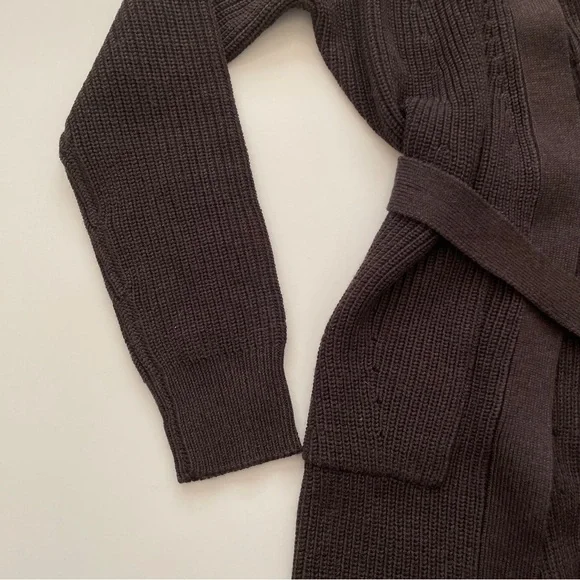 Athleta Scenic Wrap Cardigan Sweater Size XS Walnut Brown Cozy Long Merino Wool - Picture 8 of 10